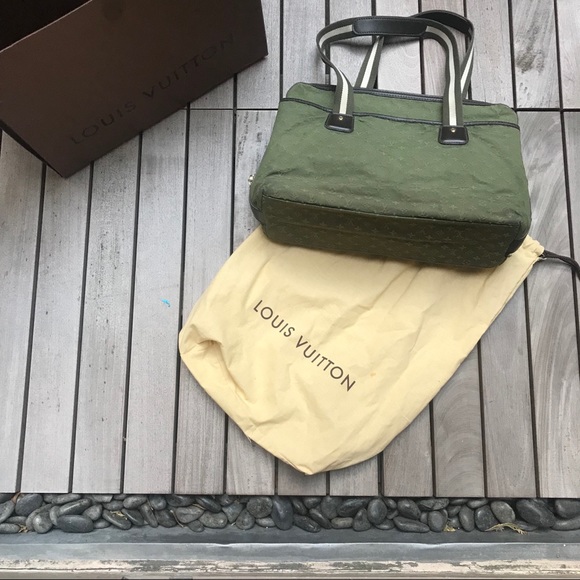 LOUIS VUITTON Green Canvas Leather Cabas Kate Bag - Picture 3 of 16